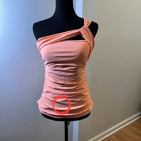 Women's One-Shoulder Pull-On Tankini Top, Size M - Picture 4 of 5